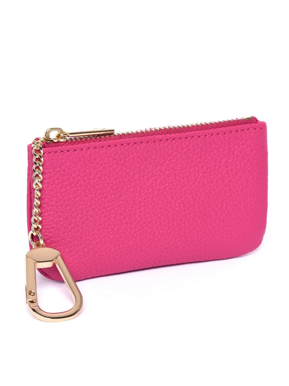 NWOT Dress Up Your Purse Togo Leather Key Pouch in Brilliant Pink/Gold Hardware